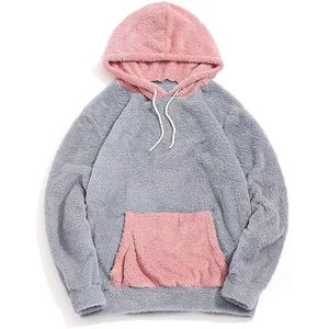 Custom Manufacturer <b>Sherpa</b> Embroidery Logo Streetwear Winter Warm Color Blocked Fluzzy <b>Fleece</b> Breathable Plain Dyed <b>Hoodie</b> <b>Men</b> - Product Image 5