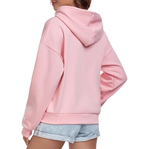 Korean <b>Button</b> <b>up</b> Cotton Women Hoodies Casual Pullover Long <b>Sleeve</b> Sweatshirt Kangaroo Pocket Drop Shoulder Sweater - Product Image 5