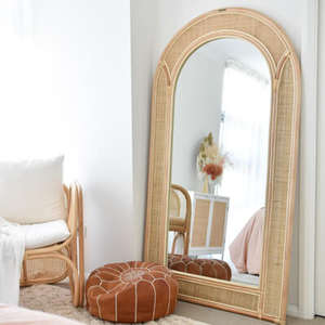 Cheapest Great Decor <b>Rattan</b> Floor <b>Mirror</b> Full Length Dressed <b>Mirror</b> in Vintage - Product Image 5