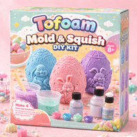 Tofoam Vente en gros Kit de pâte à modeler cristalline mignonne et souple, jouet sûr pour enfants, pour loisirs créatifs et bricolage, avec œufs de Pâques à presser