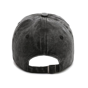Chapeaux de baseball à 6 panneaux structurés en denim à faible taxe Boucle incurvée Logo en cuir personnalisé Casquettes vintage lavées pour les voyages décontractés - Product Image 2