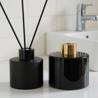Flacon Diffuseur à Roseaux d'Aromathérapie Double Paroi 100 ml 50 ml, Vide en Verre avec Bouchon Doré