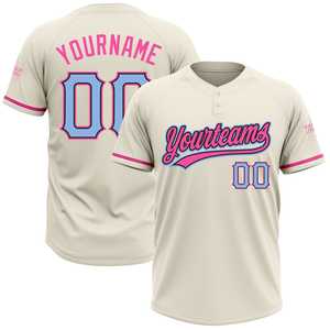 Camiseta de softbol sublimada de dos botones Unisex personalizada hecha en fábrica, camiseta con nombre y número de equipo bordados con degradado Rosa neón Aqua - Product Image 1