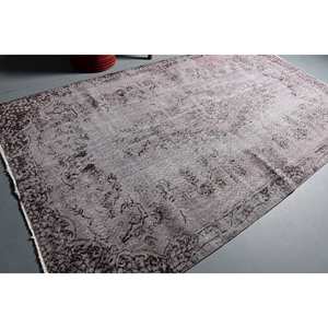 Alfombra tradicional de lana gris marrón 5,9 X 10.3ft Diseño turco vintage con respaldo de látex con patrón de retazos para dormitorio para adolescentes - Product Image 2