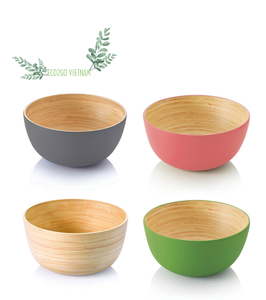 Articles chauds 2025 bols en bambou filés multicolores bols de service à salade en fibre pour ustensiles de cuisine bols en bambou fabriqués au Vietnam - Product Image 4