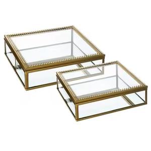 Boîte à bijoux en verre moderne de luxe pour femmes, dernier cri, en métal argenté, avec cristaux, personnalisable, rangement - Product Image 3