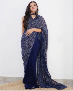 LISTO PARA LLEVAR INDIAN GEORGETTE SAREE CON HERMOSO ESTAMPADO Y BLUSA UNSTICH - Product Image 1