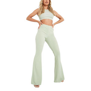 2024 Solid Color High Waist Ladies Flare Pants Wholesale Custom Flare <b>Trousers</b> Best Cheap Price - Product Image 1