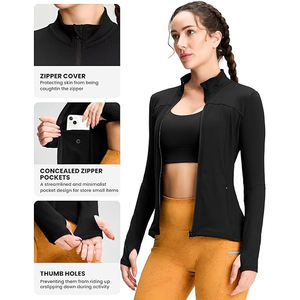 Veste d'entraînement extensible pour femme, fermeture éclair intégrale, haut léger, vêtements de yoga doux, vêtements de sport, tissu en nylon et élasthanne confortable - Product Image 4