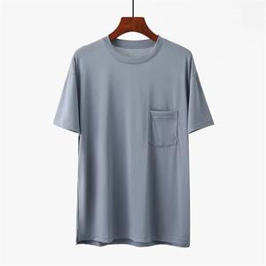 Camisetas formales de punto de algodón sólido para hombre, Camiseta básica Unisex con bolsillo, ropa de calle informal de gran tamaño, Camiseta con bolsillo, opción de logotipo personalizado - Product Image 6