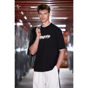 T-shirt pour homme GRIMELANGE ROUGH 100% coton biologique avec détails imprimés et bordures contrastées, coupe classique - Product Image 6