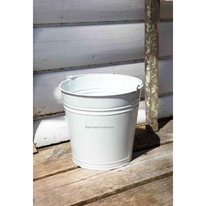 Cubo de cubo de Metal con acabado blanco con asa para el hogar, jardín al aire libre, maceta decorativa para flores, cubo multiutilizable - Product Image 1