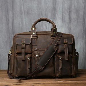 Mallette de direction pour hommes en cuir véritable sac à main d'affaires haut en peau de vache Vintage sac à bandoulière homme bureau ordinateur portable sac de messager - Product Image 2