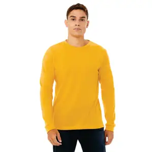 100% Airlume Combed and Ring Spun Cotton 32 Single 4.2 oz Gold Classic Crew Neck Unisex Jersey Long Sleeves T-Shirt