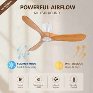 42 Inch Flush Mount Solid Wood Ceiling <b>Fan</b> Without Light, Reversible DC Motor, <b>Remote</b> <b>Control</b>, Quiet Indoor <b>Fan</b> for Bedroom - Product Image 3