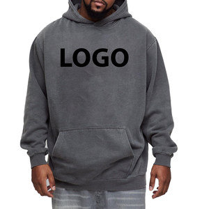 High Quality Heavy Acid Washed Embroidered Winter Heavyweight Oversized Hoodie for Logo Custom <b>Grey</b> Sweatshirt <b>Men</b> - Product Image 1