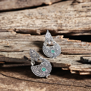 Direct du fournisseur indien meilleure vente de haute qualité Laxmi vert pierre oxydé boucles d'oreilles motif géométrique bijoux de mode - Product Image 1