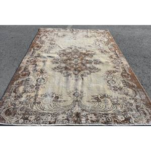 <b>Vintage</b> Brown Beige Handmade Turkish <b>Rug</b> 6.6 X 9.3ft Classic Style for Living Room Bedroom Bedside-Rectangular Hallway Pattern - Product Image 1