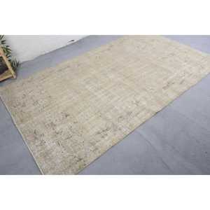 Tapis turc vintage moderne de 5.2x8.9 pieds, tapis en laine beige tissé à plat avec support en latex pour décorations de salon - Product Image 2