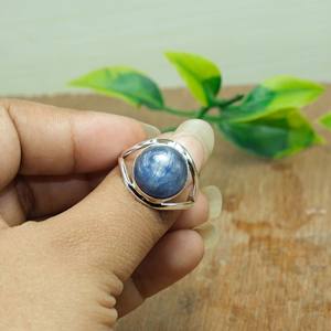 Anillo de Cianita Azul Natural, Plata de Ley 925, Chapado en Oro Rosa de 18K y Oro Amarillo, Joyería de Piedras Preciosas Hecha a Mano para Unisex - Product Image 5