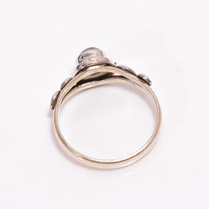 แหวนเงินสเตอร์ลิง925คลาสสิกประดับพลอยมูนสโตนสีรุ้งสำหรับงานหมั้นวันครบรอบแต่งงานหรือของขวัญปาร์ตี้ - Product Image 2