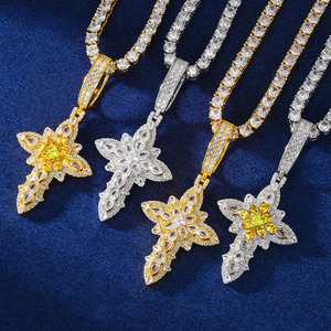 Sofort lieferbar: Avina Jewels vergoldeter Moissanit-Kreuzanhänger, Hip-Hop-Charms aus 925er Silber, Unisex, GRA-zertifizierter Iced-Schmuck für Partys - Product Image 5