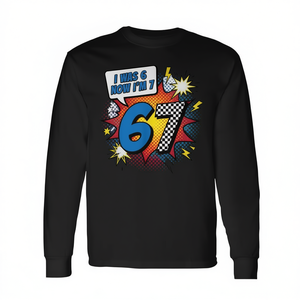 Maglietta a maniche lunghe Six7 Meme per il 7° compleanno con design unico per la festa del 7° compleanno - Product Image 2