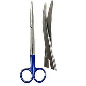 Ciseaux de dissection vétérinaires Metzenbaum Premium 2026, 7 pouces, lames droites et courbées bleues, instrument manuel à bout arrondi - Product Image 3