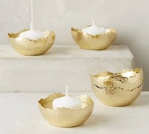 Bol de bougie de travail martelé or et noir en fer traditionnel pour la maison Table à manger éclairage bols de bougie décoratifs - Product Image 2