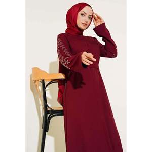 Abaya avec Manches Ornées de Pierre Bordeaux - Product Image 2