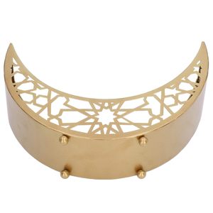 Ramadan Kareem Eid Mubarak <b>Tray</b> Moon Shape Iron Serving <b>Tray</b> for Dessert Craft Table Decor for Home Muslim Party Storage <b>Baskets</b> - Product Image 1