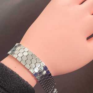 925 Sterling Silver 4-Row <b>Bracelet</b> with Hexagon Honeycomb Pattern for Women 24.98g - Product Image 2