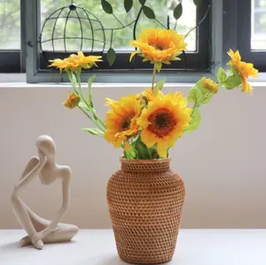 NEW COLLECTION this Summer Sustainable Good Quality Handwoven House Decor Natural Material Rattan Flower Vase