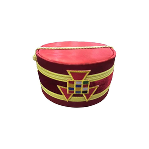 Past High Priest Royal Arch Chapter Crown Cap-Emblème rouge avec tresse d'or OEM Serviced Customized Masonic Regalia Hats - Product Image 1