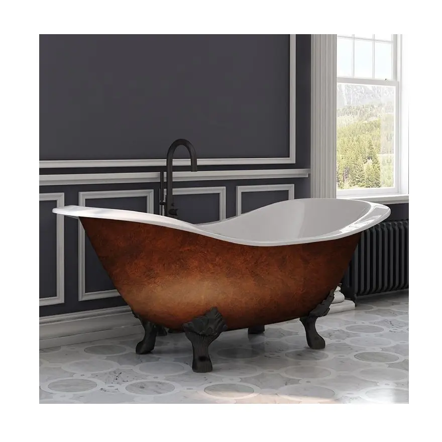 Luxury mosaic design bathtubs resin stone square bath tub solid freestanding bathtub