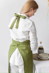 Customizable Olive Linen Bib <b>Apron</b> Kit Soft <b>Kitchen</b> Accessory with Full Pockets Natural Color for Men and Women - Product Image 6