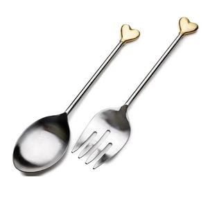 Ensemble de 2 couverts en argent Offre Spéciale, en acier inoxydable, avec poignée en or, poli miroir, pour hôtel - Product Image 4