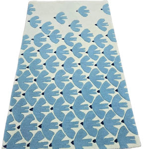 Alfombra Azul con Diseño de Pájaros, Alfombra Moderna Abstracta de Lana, Alfombra de Diseño en Color Marfil y Azul Cielo para Sala de Estar y Dormitorio - Product Image 1