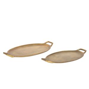 Plateau de service en métal à usage décoratif pour la décoration de plat de service à la maison et à l'hôtel Plateau de service de taille personnalisée plaqué or - Product Image 1