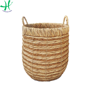 Cesto de lavandería de mimbre natural con asas, cesta de almacenamiento de fibra vegetal, organizador de ropa tipo suelo para sala de estar y baño - Product Image 2