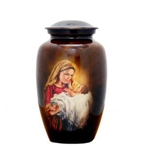 Urne de crémation en aluminium de qualité supérieure avec émail de couleurs mélangées, cendres commémoratives imprimées, urne Durable de style moderne - Product Image 4