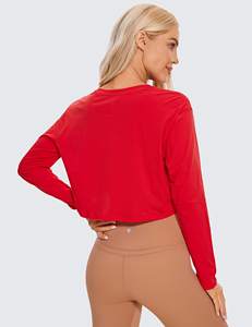 เสื้อครอปสไตล์สปอร์ตของผู้หญิงปรับแต่งได้พร้อมกระดุมผ้าถักสไตล์วินเทจสำหรับตกแต่งสีทึบสำหรับฤดูร้อน - Product Image 3