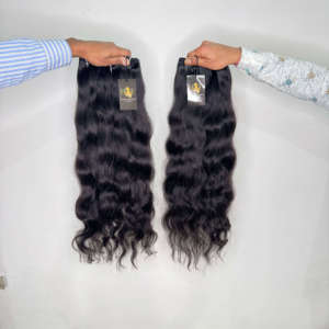 Extensions de cheveux humains indiens bruts non traités, ondulés, à cuticules alignées, en vrac, pour tissage - Product Image 6