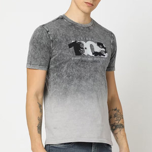 T-shirt pour homme en coton 100% respirant, style streetwear, coupe classique, délavé à l'acide, été printemps - Product Image 1