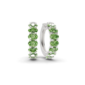 Pendientes de Aro Ovalados con Diamantes Cultivados en Laboratorio, Color Verde Lago Oceánico, 1 Ct Tw, Claridad VS, 14 Diamantes, Oro Sólido de 14K, Tono Costero, para Mujer - Product Image 1