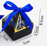 Boîte à Bonbons de Mariage Argent Bleu Marine Vert Rose Rouge et Or Mini Pyramide Diamant Papier Emballage Gemme Triangle Cadeau Boîtes de Faveur