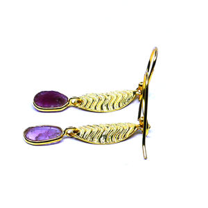 Wedding Wear 925 Sterling Silver Gold Plated Jewelry <b>Tourmaline</b> Gemstone Women Wear Feaf <b>Earring</b> Set - Product Image 4