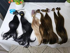 100% Remy Indien Cheveux Humains Femelle Extension Entièrement Main Attaché Cheveux Naturels Super Double Dessiné Extrémités Trame Unique - Product Image 4