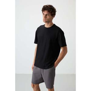 Camiseta Básica Extra Grande para Hombre, Textura Waffle Interlock, Color Negro-88380, 100% Algodón - Product Image 3