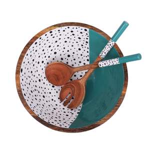 Vajilla de madera de alta demanda, hermoso diseño esmaltado, cuenco para servir comida de cocina, calidad de exportación en la India - Product Image 1